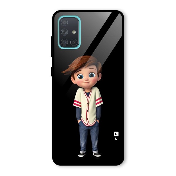 Cute Boy Tim Glass Back Case for Galaxy A71