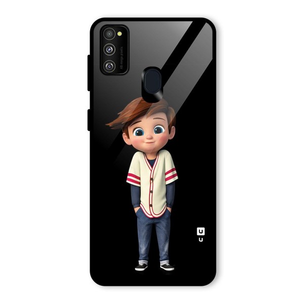 Cute Boy Tim Glass Back Case for Galaxy M21