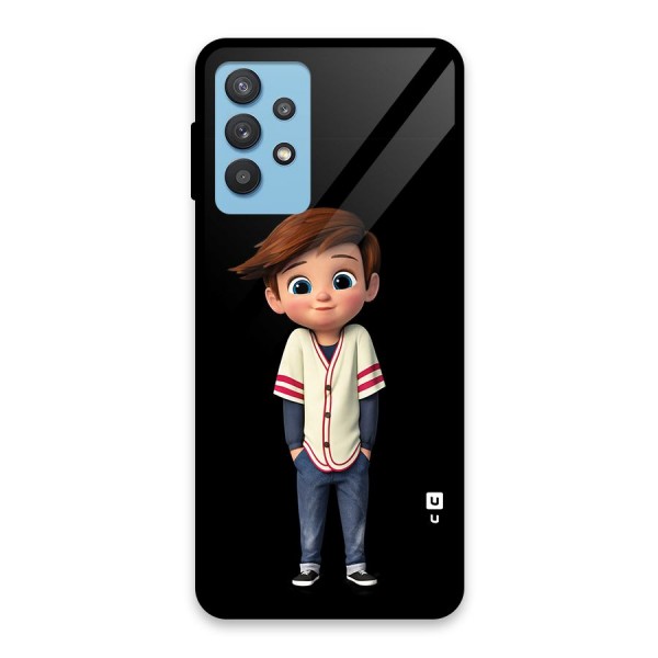 Cute Boy Tim Glass Back Case for Galaxy M32 5G