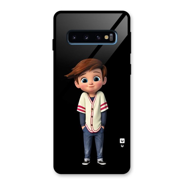 Cute Boy Tim Glass Back Case for Galaxy S10