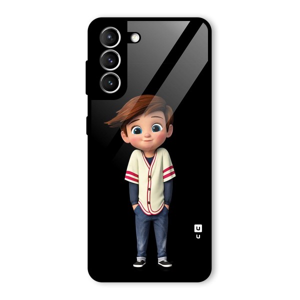 Cute Boy Tim Glass Back Case for Galaxy S21 5G