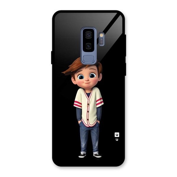 Cute Boy Tim Glass Back Case for Galaxy S9 Plus