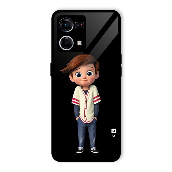 Cute Boy Tim Glass Back Case for Oppo F21 Pro 4G