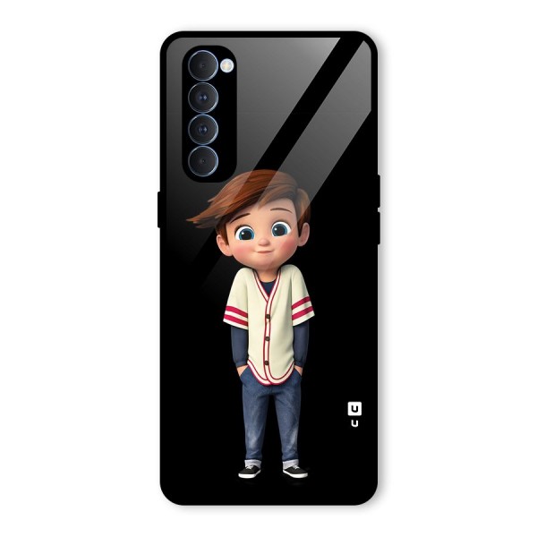 Cute Boy Tim Glass Back Case for Oppo Reno4 Pro