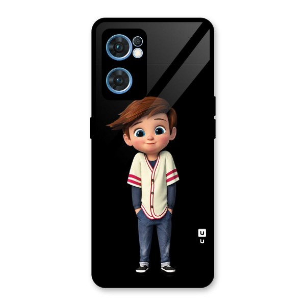 Cute Boy Tim Glass Back Case for Oppo Reno7 5G