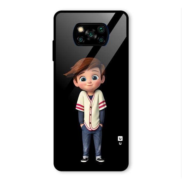 Cute Boy Tim Glass Back Case for Poco X3 Pro