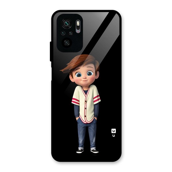 Cute Boy Tim Glass Back Case for Redmi Note 10