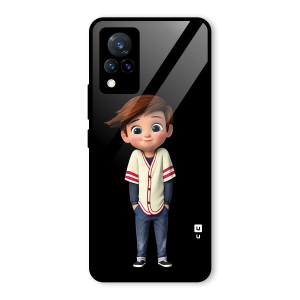 Cute Boy Tim Glass Back Case for Vivo V21 5G