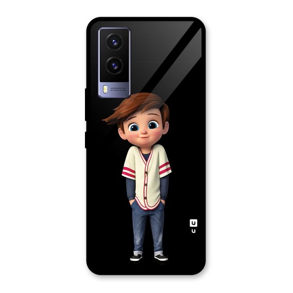 Cute Boy Tim Glass Back Case for Vivo V21e 5G