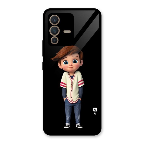 Cute Boy Tim Glass Back Case for Vivo V23 5G