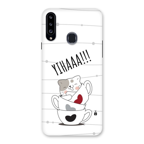 Cute Cat Cup Back Case for Galaxy A20s