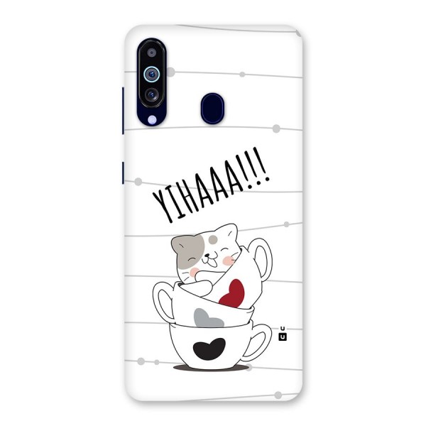 Cute Cat Cup Back Case for Galaxy A60