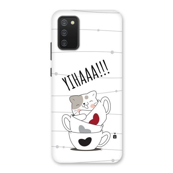 Cute Cat Cup Back Case for Galaxy F02s