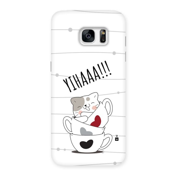 Cute Cat Cup Back Case for Galaxy S7 Edge