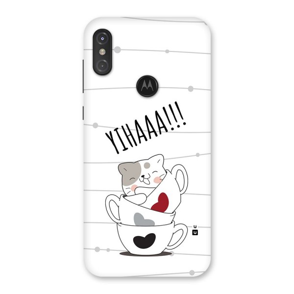 Cute Cat Cup Back Case for Motorola One Power