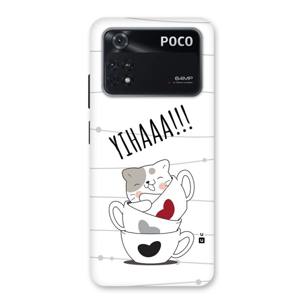 Cute Cat Cup Back Case for Poco M4 Pro 4G