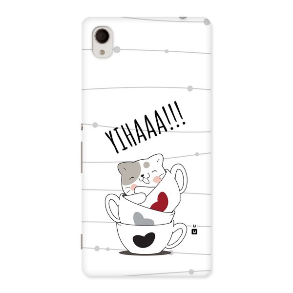 Cute Cat Cup Back Case for Xperia M4 Aqua