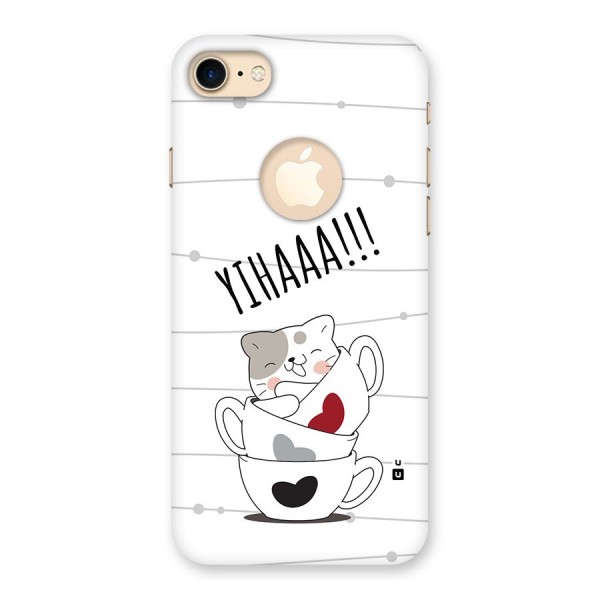 Cute Cat Cup Back Case for iPhone 8 Logo Cut