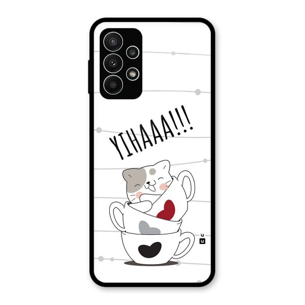 Cute Cat Cup Glass Back Case for Galaxy A23