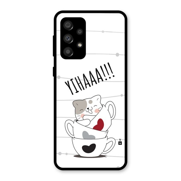 Cute Cat Cup Glass Back Case for Galaxy A32