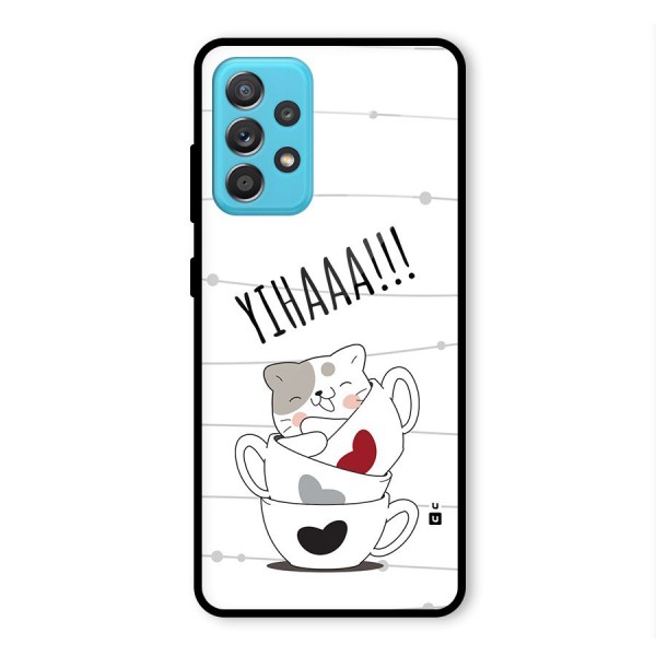 Cute Cat Cup Glass Back Case for Galaxy A52s 5G