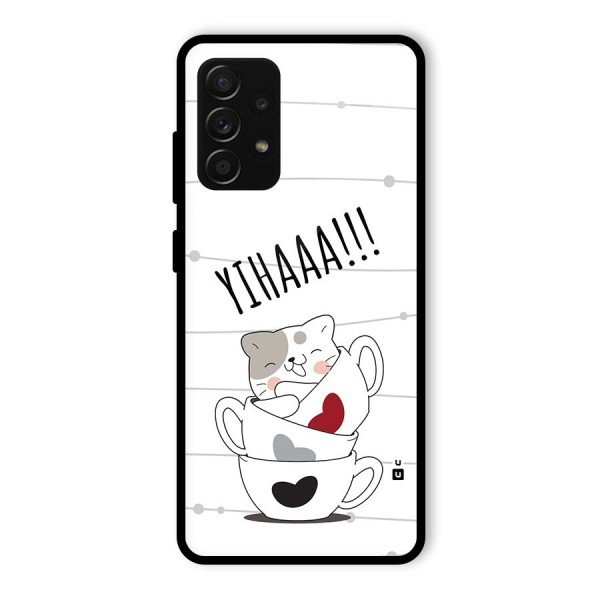 Cute Cat Cup Glass Back Case for Galaxy A53 5G