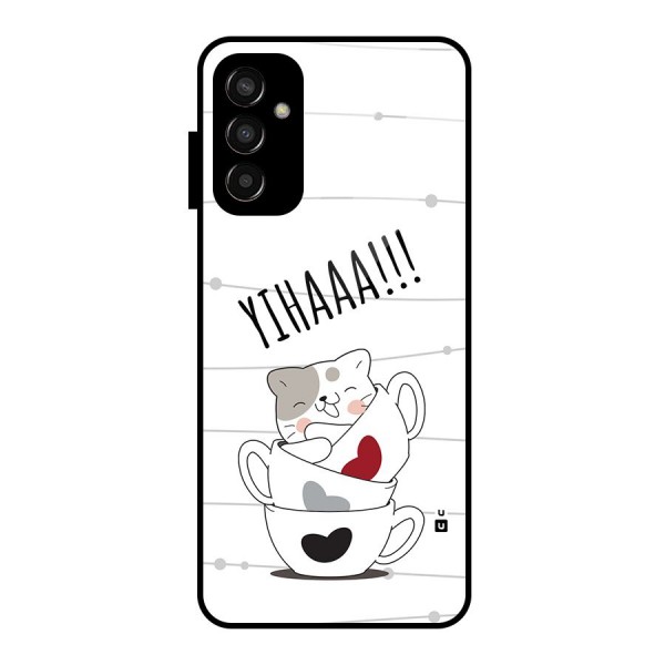 Cute Cat Cup Glass Back Case for Galaxy F13