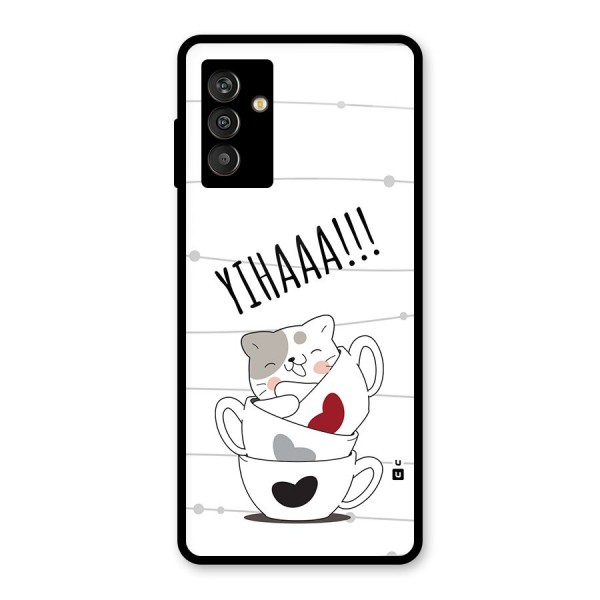 Cute Cat Cup Glass Back Case for Galaxy M13