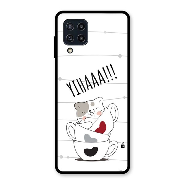 Cute Cat Cup Glass Back Case for Galaxy M32