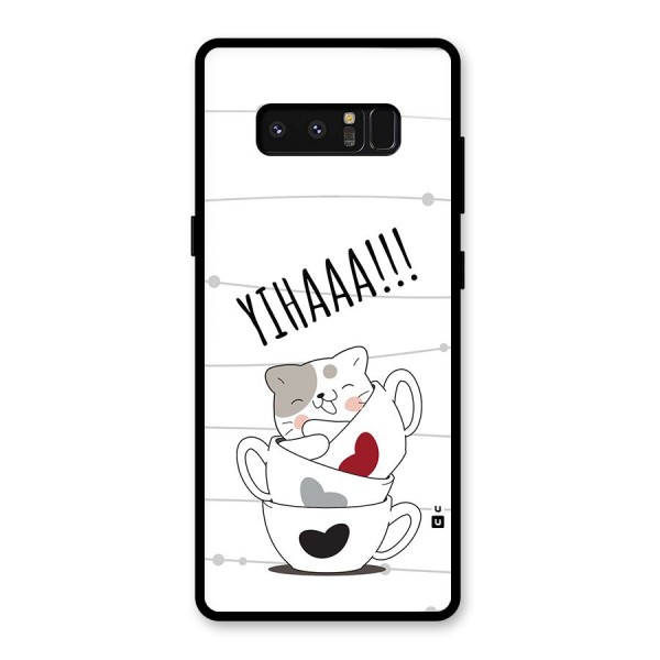 Cute Cat Cup Glass Back Case for Galaxy Note 8