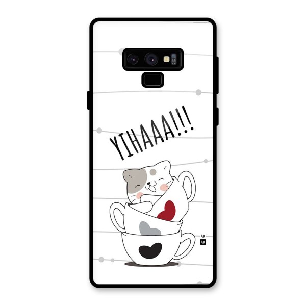 Cute Cat Cup Glass Back Case for Galaxy Note 9