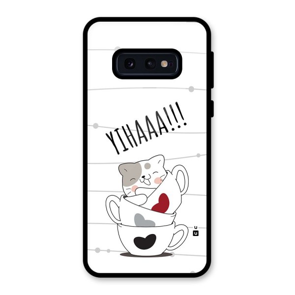 Cute Cat Cup Glass Back Case for Galaxy S10e