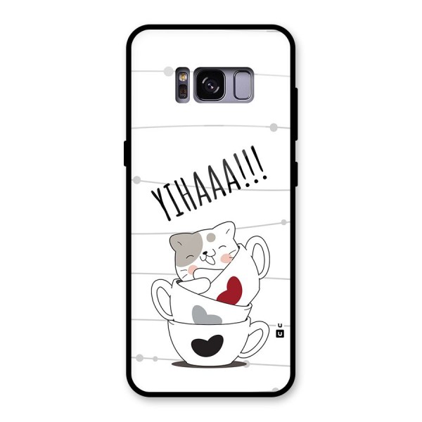 Cute Cat Cup Glass Back Case for Galaxy S8