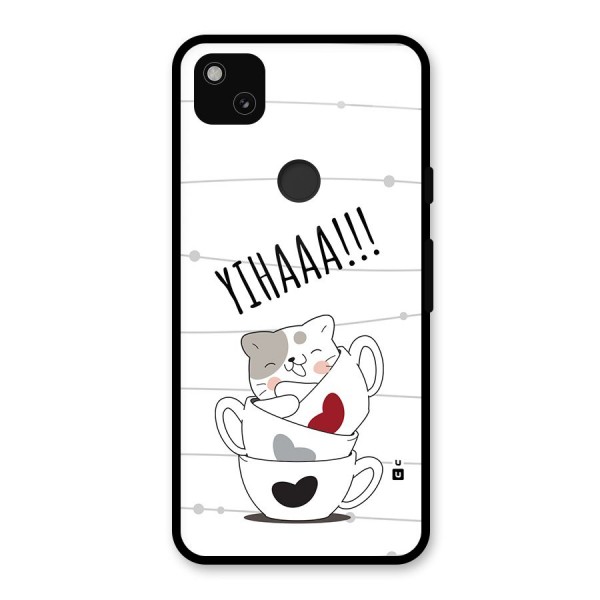 Cute Cat Cup Glass Back Case for Google Pixel 4a