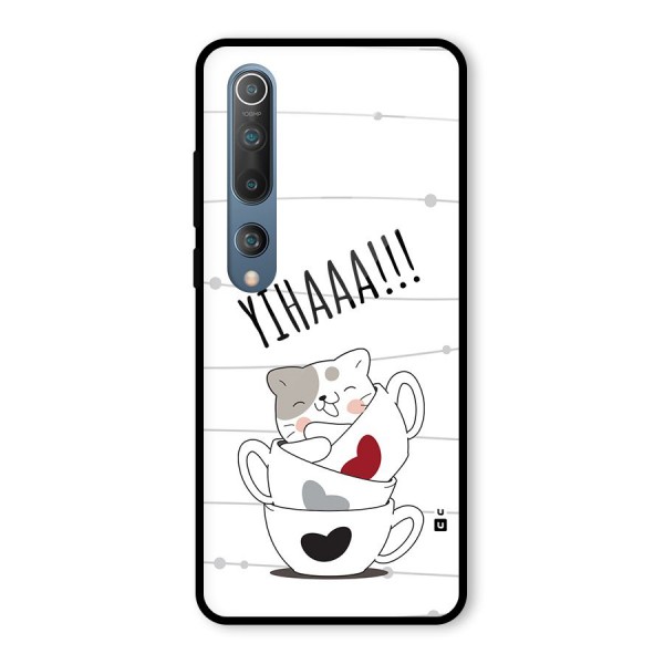 Cute Cat Cup Glass Back Case for Mi 10