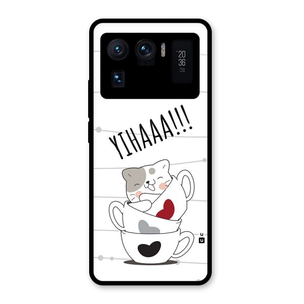 Cute Cat Cup Glass Back Case for Mi 11 Ultra