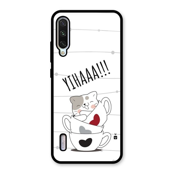 Cute Cat Cup Glass Back Case for Mi A3