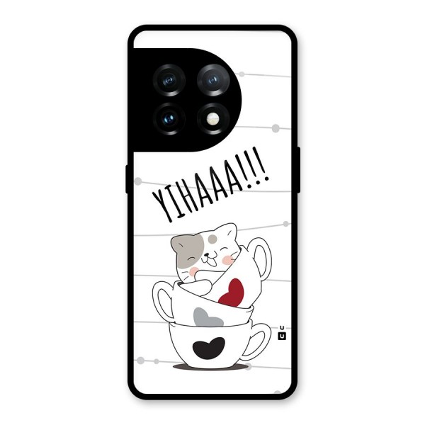 Cute Cat Cup Glass Back Case for OnePlus 11