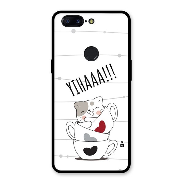 Cute Cat Cup Glass Back Case for OnePlus 5T