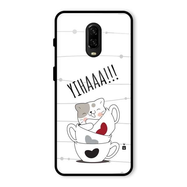 Cute Cat Cup Glass Back Case for OnePlus 6T