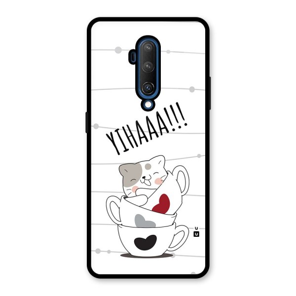 Cute Cat Cup Glass Back Case for OnePlus 7T Pro