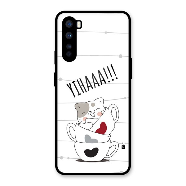 Cute Cat Cup Glass Back Case for OnePlus Nord