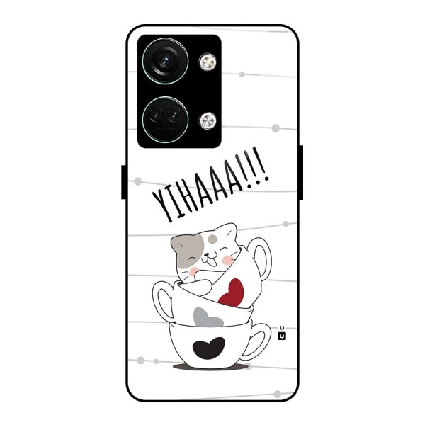 Cute Cat Cup Glass Back Case for Oneplus Nord 3