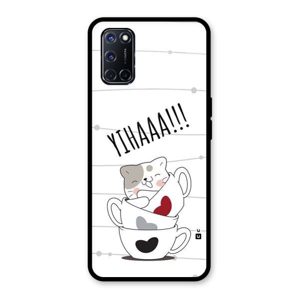 Cute Cat Cup Glass Back Case for Oppo A52