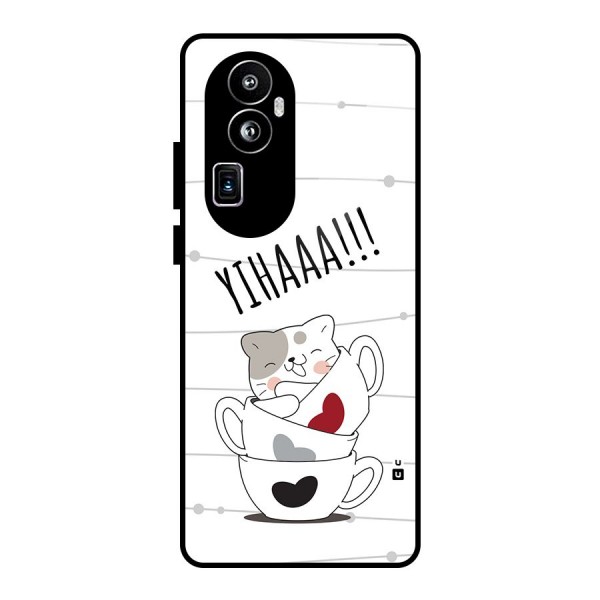 Cute Cat Cup Glass Back Case for Oppo Reno10 Pro Plus