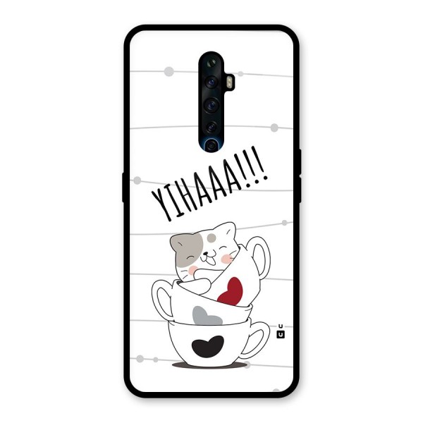 Cute Cat Cup Glass Back Case for Oppo Reno2 F