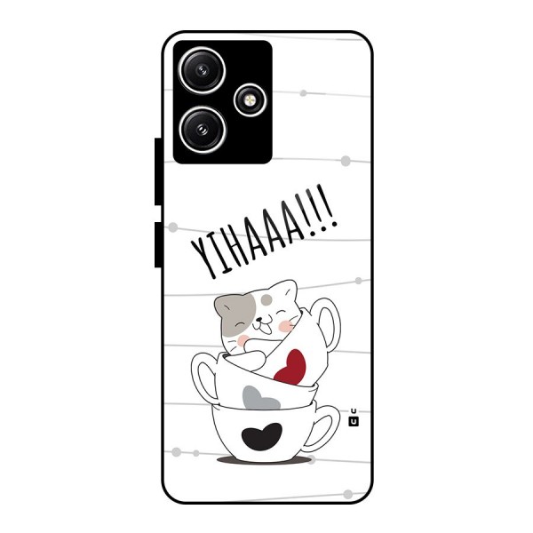 Cute Cat Cup Glass Back Case for Poco M6 Pro