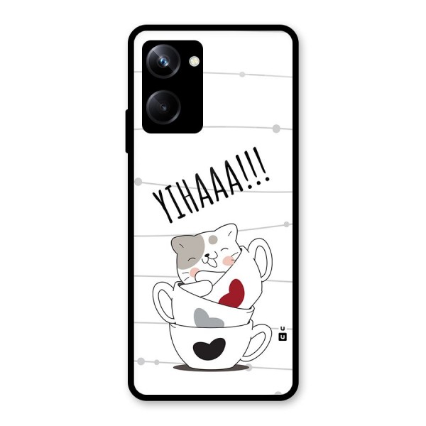 Cute Cat Cup Glass Back Case for Realme 10 Pro