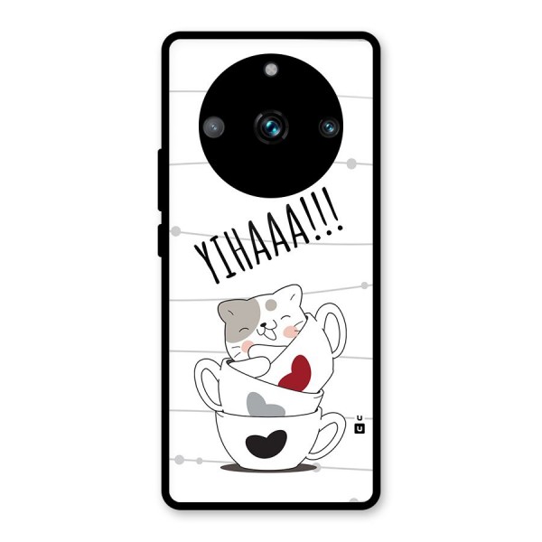 Cute Cat Cup Glass Back Case for Realme 11 Pro