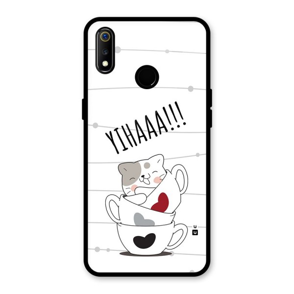 Cute Cat Cup Glass Back Case for Realme 3i